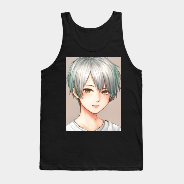 Green hair tomboy anime girl Tank Top by animegirlnft